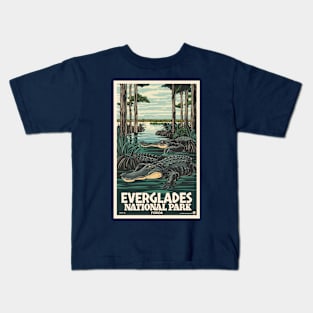 A Vintage Travel Art of the Everglades National Park - Florida - US Kids T-Shirt